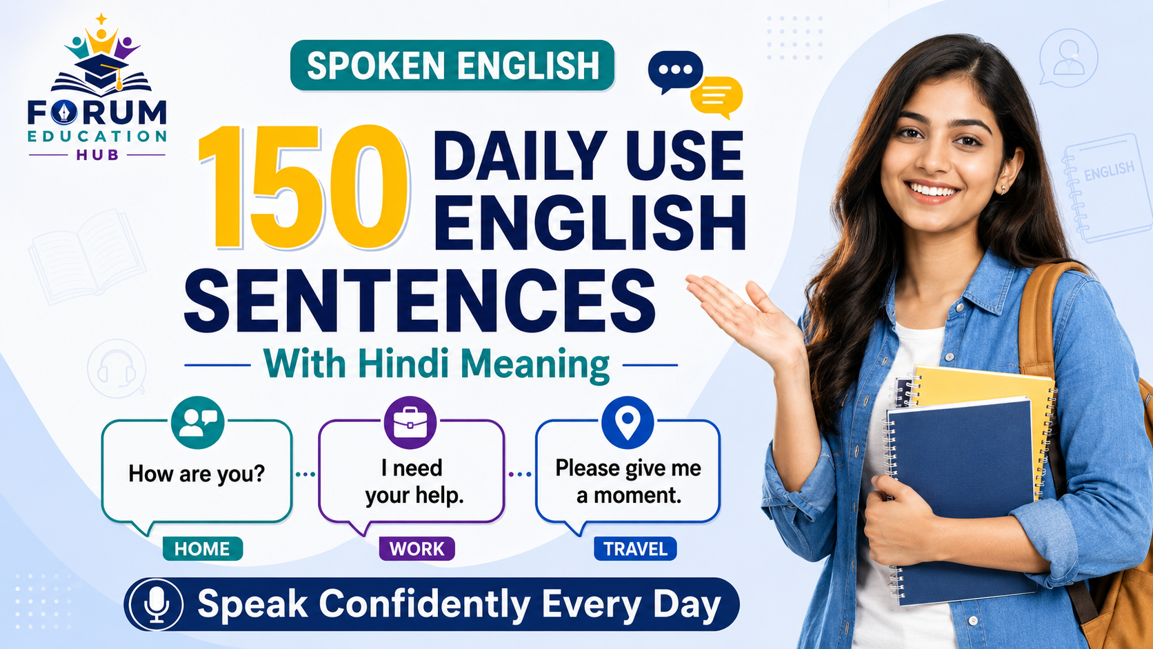 150 Daily Use English Sentences with Hindi Meaning for Spoken English