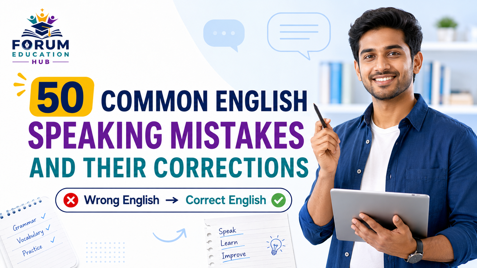 50 Common English Speaking Mistakes and Their Corrections