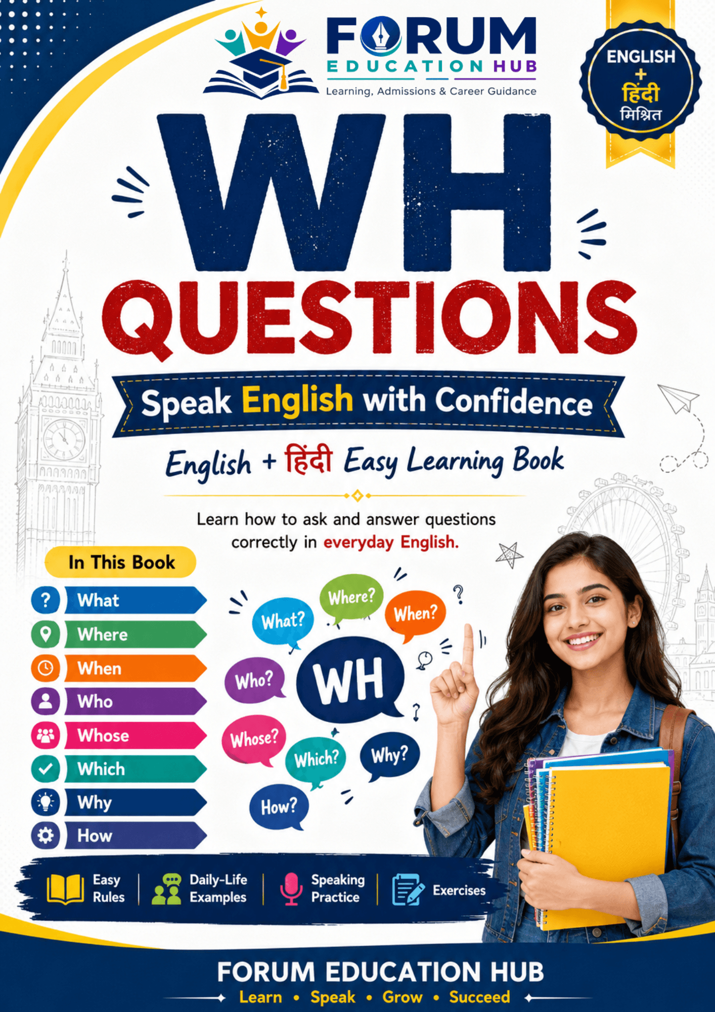 WH Questions – Speak English with Confidence | English + Hindi Practice Book